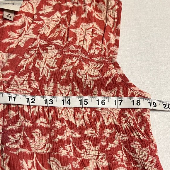 Knox Rose Red Floral Sleeveless Button Front Dress M Rayon Smocked Boho Summer - Picture 7 of 9